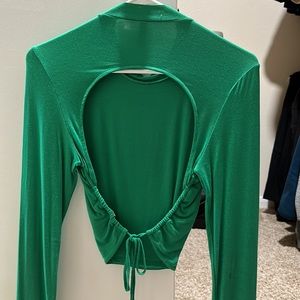 H&M Green Longsleeve Backless Top